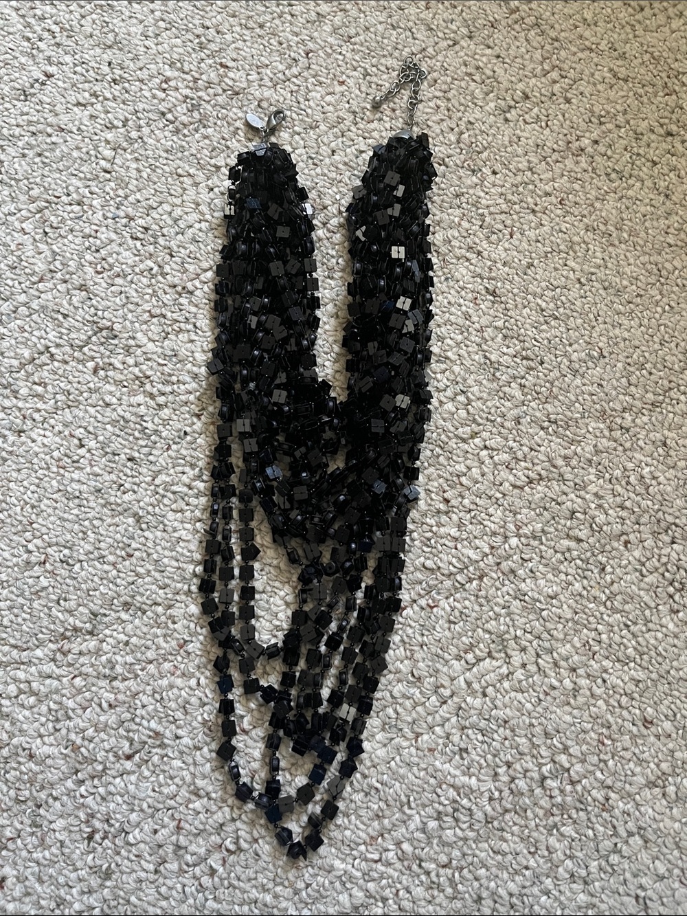 Chico's Black Multi-Strand Faceted Bead Necklace